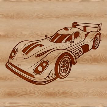 A sleek racing car design with bold lines and curves, ideal for cutting out using a Cricut or laser cutter.