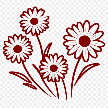 A single white daisy with yellow center on a green stem, suitable for clip art and vector design.