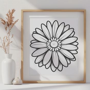 A detailed outline design of a daisy, suitable for cutting or laser engraving projects.