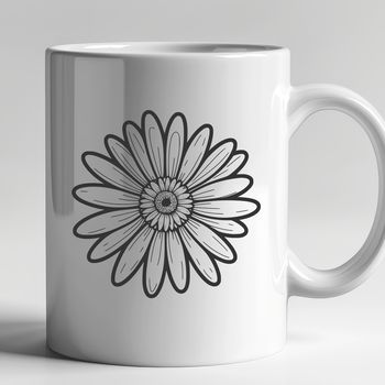 A single white daisy with yellow center on a green stem.