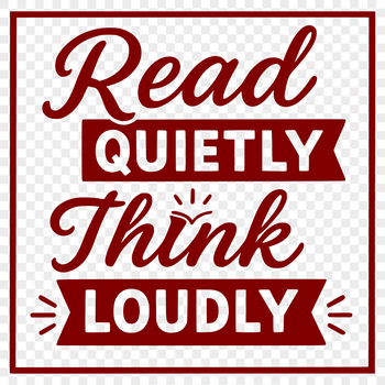 Illustrated vector graphic of a person reading a book with inspirational quotes.