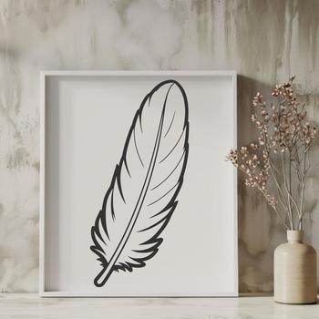 Vector illustration of a single bird's feather with detailed texture and pattern.