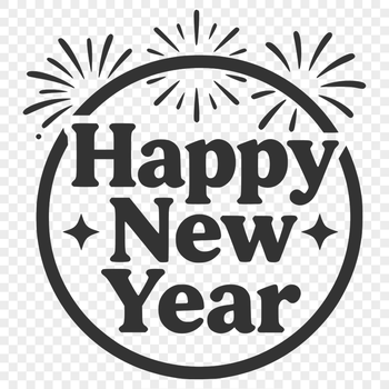 A New Year's quote in bold, modern font with decorative lines and shapes.