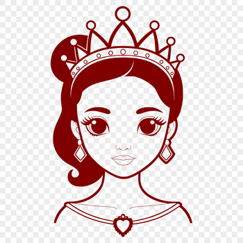 Illustration of a girl royalty figure in a digital design format suitable for cutting machines.
