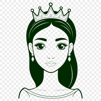 Female royalty character from a fairy tale, designed as a vector graphic.