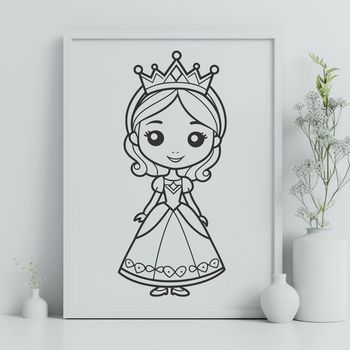 A digital illustration of a female princess character in a traditional setting.