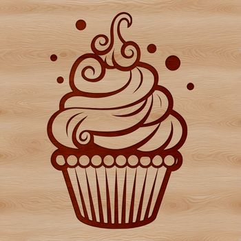 A digital vector design of a single cupcake, suitable for printing or cutting.