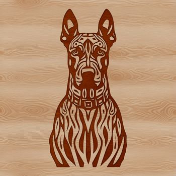 A high-quality vector image of a Doberman Pinscher dog breed featuring intricate details.