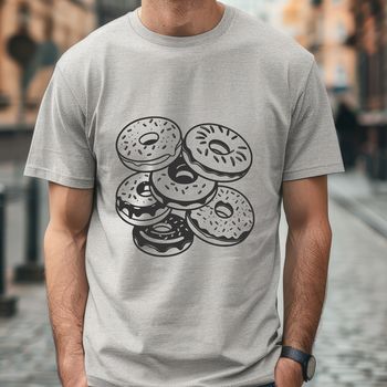 A colorful illustration of a donut, a popular dessert food item.