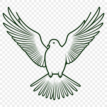 A digital representation of a white dove perched on a branch, suitable for vector design and commercial use.
