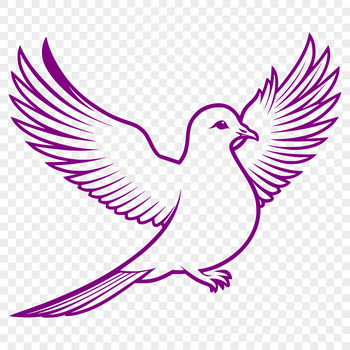 A detailed illustration of a dove in flight, suitable for use in various contexts.