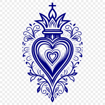 A digital representation of a Sacred Heart icon in vector format, ideal for graphic design projects.