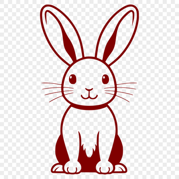 A sitting rabbit with full body, suitable for various designs and projects.