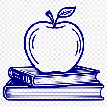 An educational resource illustration featuring a book with the Apple logo on the cover.