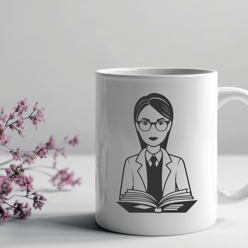 An illustration of a woman in a professional setting, representing the education profession.