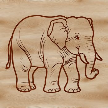 A standing elephant animal in a natural environment, suitable as vector art for design projects.