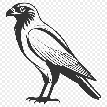 A detailed illustration of a bird of prey in mid-flight, with sharp talons and a strong beak.