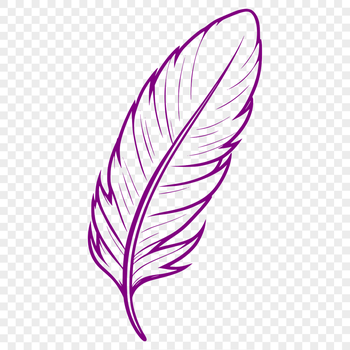 A free printable SVG vector design of a single feather with detailed texture.