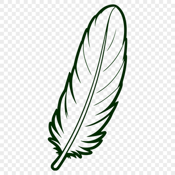 A single white feather with soft, delicate texture, suitable for vector design projects.
