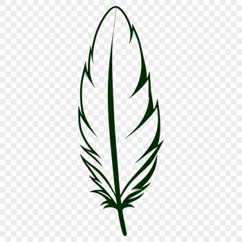 A detailed design element featuring a single feather rendered as scalable graphics.