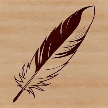 A vector illustration of a white bird's feather with detailed texture and subtle nuances.