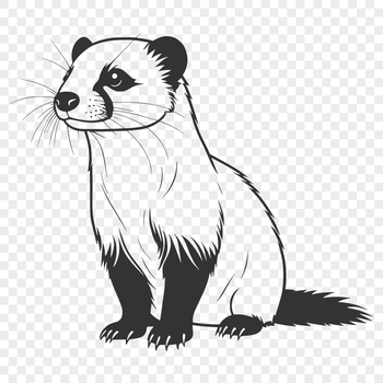 A vector illustration of a curious ferret with a sleek body and long fur.