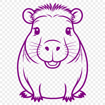 Close-up illustration of a capybara's face with distinctive rodent features.