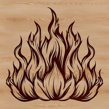 Flames vector shape with bright orange and yellow flames, suitable for clip art and design projects.