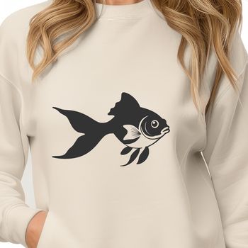 A cartoon goldfish swimming in the water, suitable for crafting and design projects.