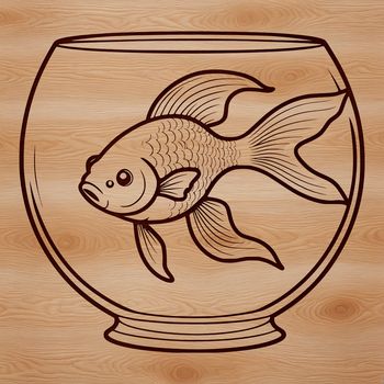 A vector graphic representation of a common household pet, a small goldfish.