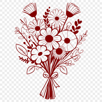 A vector illustration of a mixed flower bouquet with various blooms.
