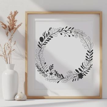 A floral wreath design created in a vector format, suitable for digital and print uses.