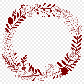 A detailed floral wreath design created as an editable vector art template.