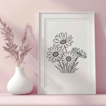 A high-quality digital rendering of a single daisy bloom, suitable for use as clip art or template.