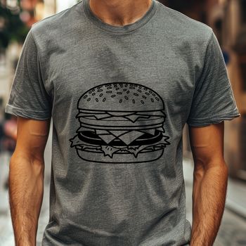 Vector illustration of a hamburger with a round bun and patty, perfect for graphic design and DIY projects.