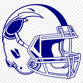 An illustration of a classic American football, featuring a traditional football helmet.