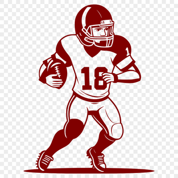A digital illustration of a football player wearing a helmet, ready to take the field.