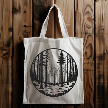 Vector illustration of a dense woodland scene featuring multiple tree types.