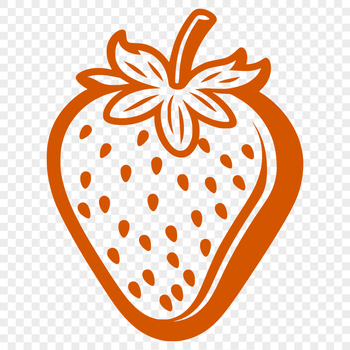 A close-up illustration of a ripe strawberry fruit with seeds.