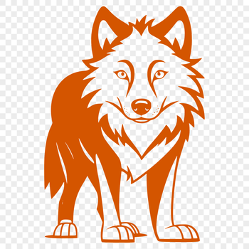 A detailed illustration of a standing wolf in full body view.