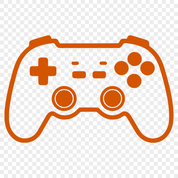 An illustration of a video game controller with ergonomic design.