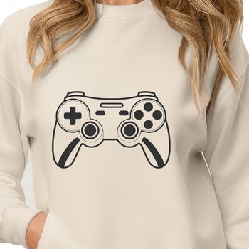 A digital game controller with buttons and joysticks, suitable for vector design projects.