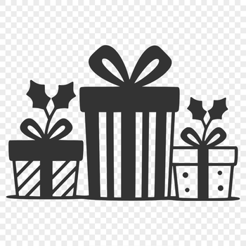 A wrapped gift box with a bow on top, suitable for Christmas or holiday decorations.