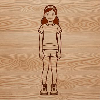A young girl illustration created as a vector graphic file.