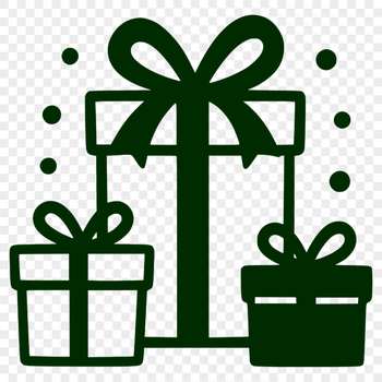 A wrapped gift box with a decorative ribbon and bow, suitable for Christmas or birthday celebrations.