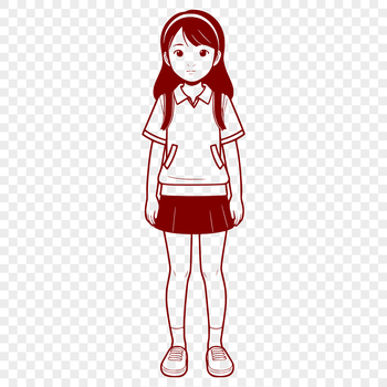 A young female character designed as vector art for digital and physical applications.