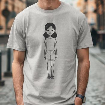A young girl illustration created in vector format as a scalable graphic.