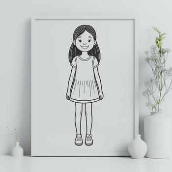 A young girl character illustrated as a vector graphic.