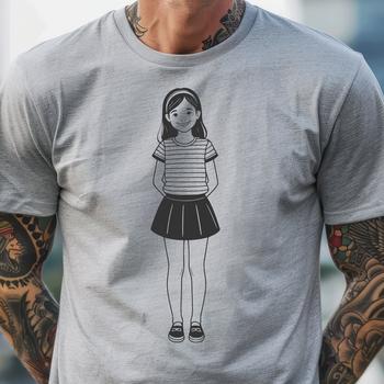 An SVG illustration of a young girl, suitable for vector design and cutting machine stencils.