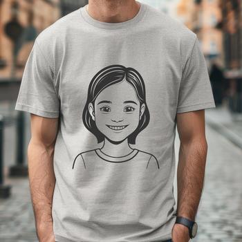 A young girl illustrated in vector format as clip art.